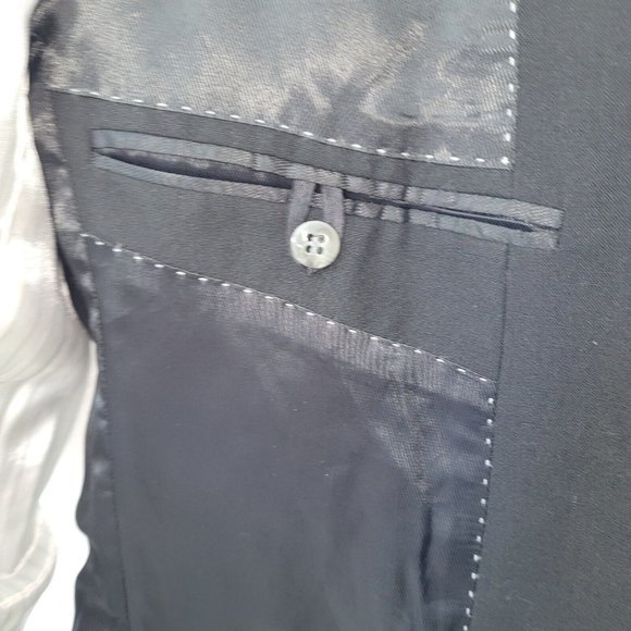Kenneth Cole Mens Black Wool Blazer Size 40L Two Button Double Vent Back - Picture 7 of 16